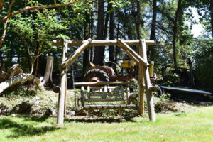 weathered cedar swing